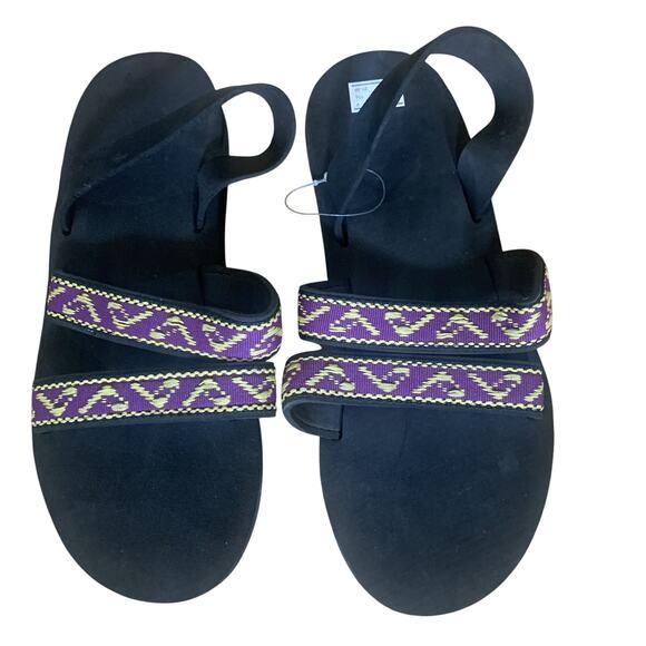 NEW WOMEN'S PURPLE/YELLOW/BLACK AZTX DESIGN SANDALS SIZE 7.5 - Picture 1 of 5